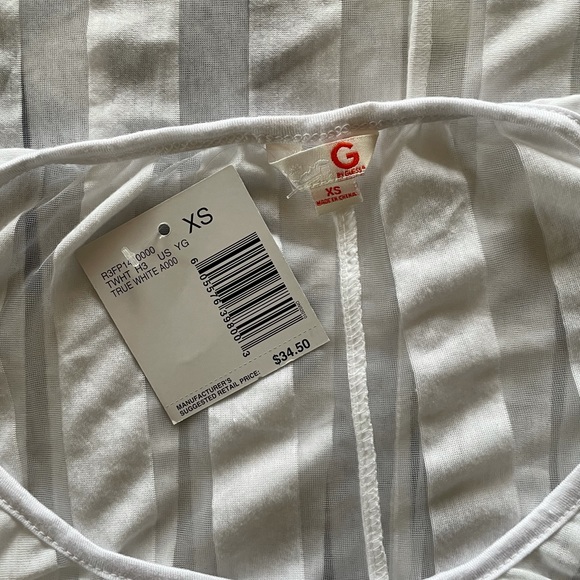 G by Guess Sheer White Striped Blouse NWT - Picture 5 of 5